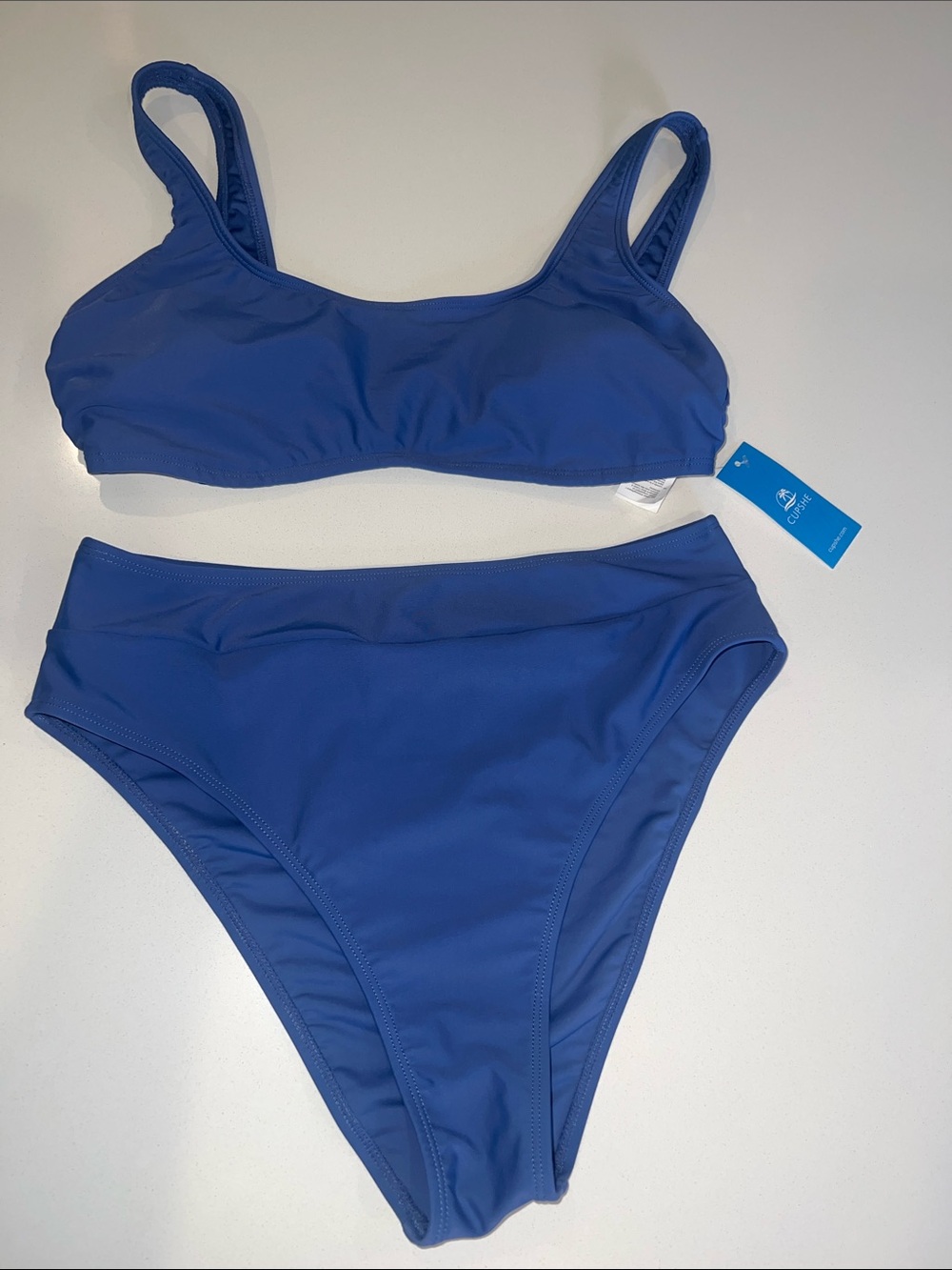 Cupshe High-Waist Two-Piece Swim Set - Royal Blue